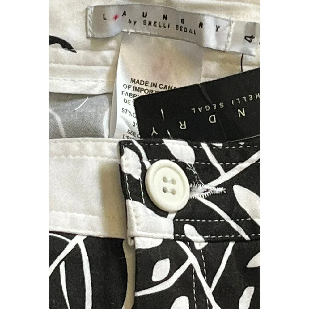 Laundry Shelli Segal Y2K Tropical Capri 4 NWT White Black Low Straight Pants NOS